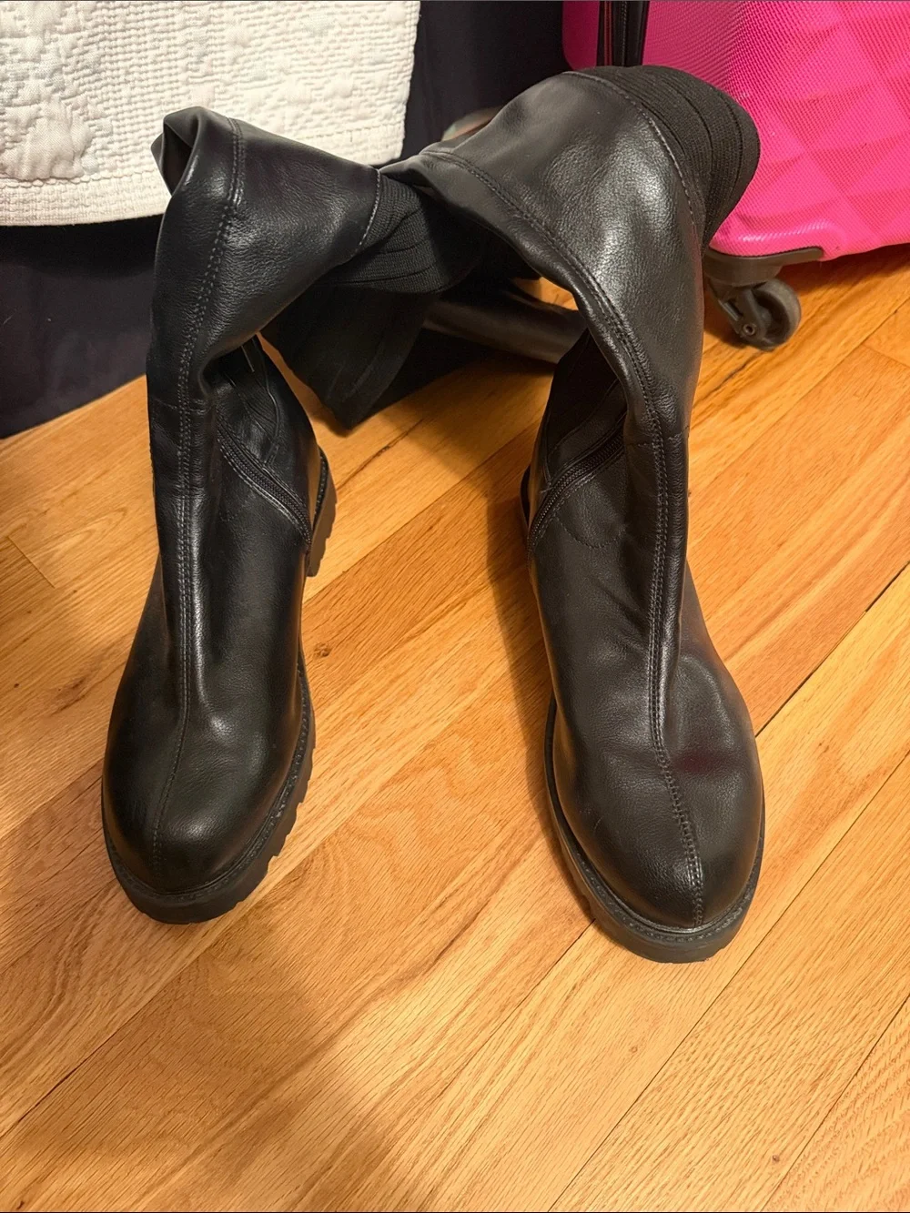 ASOS Black Over-the-Knee Ribbed Panel Boots